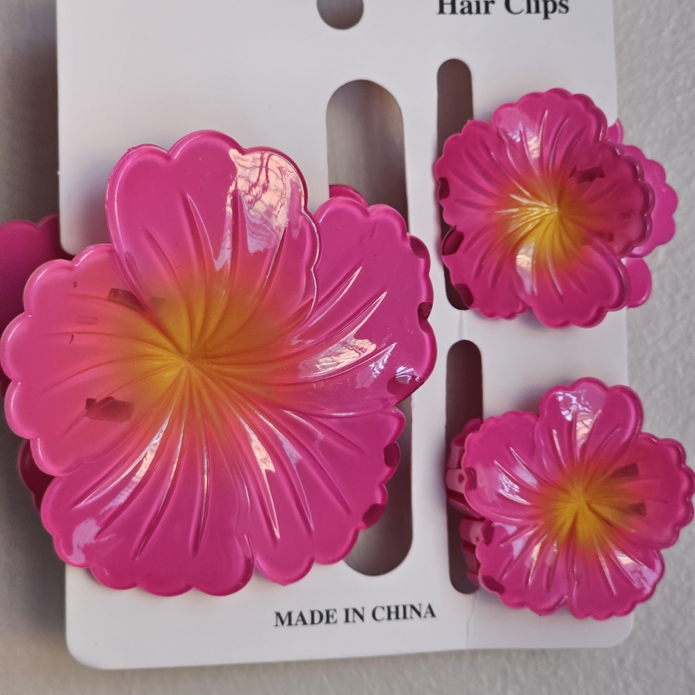 Floral Hair Clips New Accesories 3 Pieces